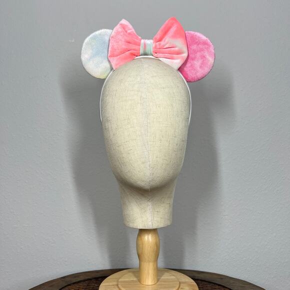 Pink Velvet Vibes Minnie Ears | Disney-Inspired Pastel Tie-Dye Mouse Ears - Picture 2 of 3